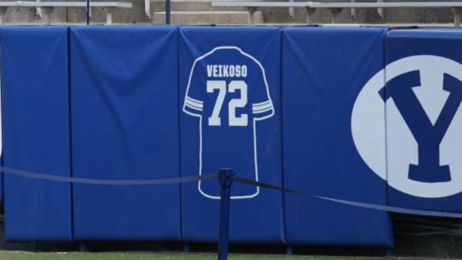 BYU Football Honors Sione Veikoso In End Zone At LaVell Edwards Stadium
